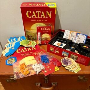Settlers of Catan Board Game + Dice Game All Pieces But Missing Board Game Night